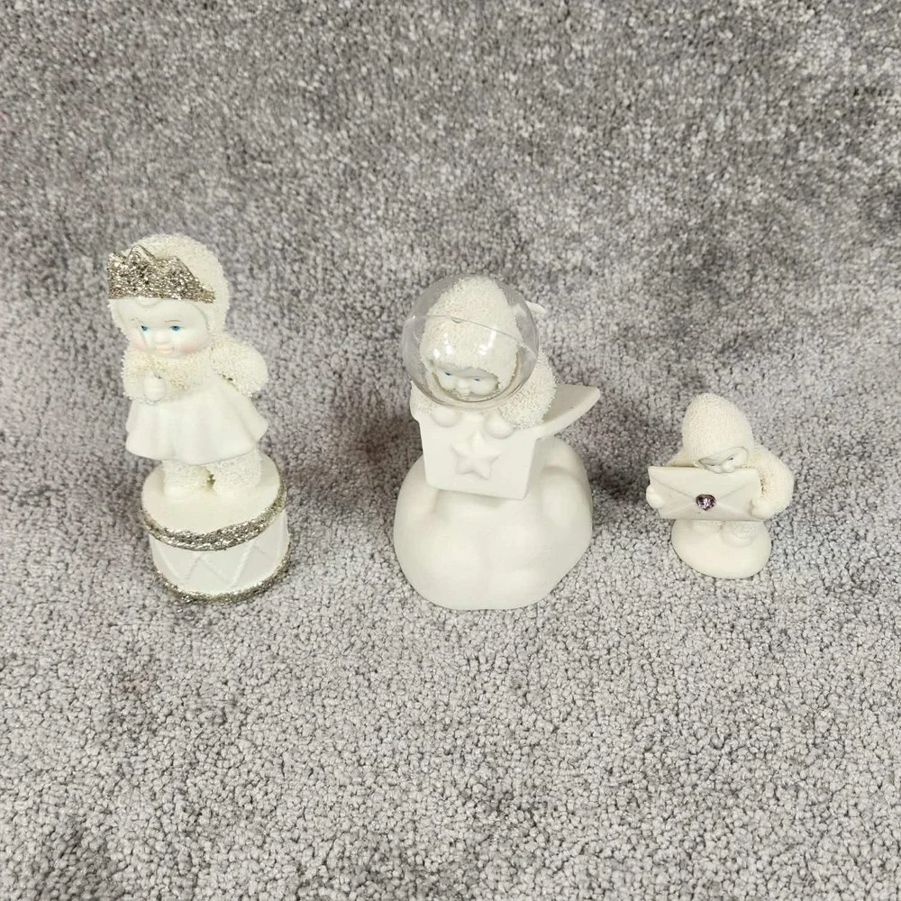 Department 56 Snowbabies Figurines White Glitter Lot‎ of 3